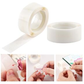 BAOFALI 600 Pcs 1/8in (3mm) 2 Roll Ultra Thin Adhesive Dots,Clear Removable, Double Sided Stickers Permanent Sticky for Balloons Wedding Decoration or DIY Craft Dots(300 Pcs/Roll)