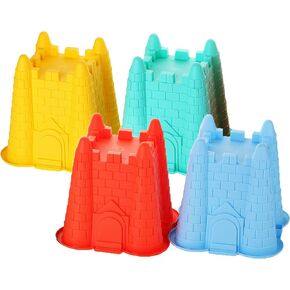Dazmers 4 Pack Sand Castles Beach Buckets Toy Set,Colorful Sandcastle Mould Pails for Kids and Toddlers, Beach Party Summer Activities Fun (Round Castle)