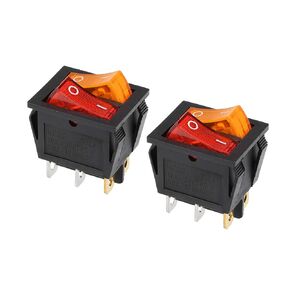 uxcell 2SPST Double Position Boat Rocker Switch, 220V Neon Red Orange Shell Toggle Switch for Boat Car Marine ON/OFF AC 250V/15A 125V/20A 2pcs
