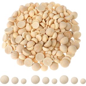 300pcs Half Wood Balls 10mm&12mm&15mm Half Wooden Beads for Crafts Unfinished Natural Half Ball Split Wood Beads Smooth Wooden Ball Beads for DIY Paint Woodworking Art Crafts Decoration