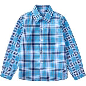 Boys' Long Sleeve Shirt Collar Button Down Plaid Dress Shirts for Boys Kid Toddler Size 2t-20