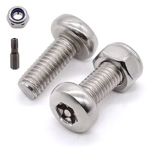 Glvaner (30 Sets) M5 x 25mm Pan Torx Head Tamper Proof Security Torx Head Machine Screws with M5 Locknuts and a Free Torx Drive Bit Stainless Steel 304 (18-8) Full Thread