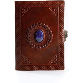 Komal's Passion Leather Vintage Leather Journal Handmade Buffalo Deckle Edge Paper – Leather Bound Journal for Women Men Vintage C-Lock Closure Ideal for Writing & Travel for Artists - 7X5 inches