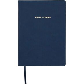 C.R. Gibson Large Navy Blue Leather Journal Notebook, 7.5'' W x 10.25'' L, 192 Pages