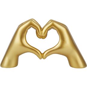Gold Heart Hands Sculpture Gesture Decoration,Love Finger Sculpture Wedding Decoration, Small Ornament in Coffee Table, Office and Bedroom Home Decoration (Black)