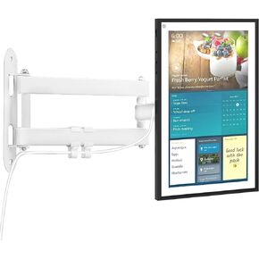 Wall Mount for Echo Show 15, Show 15 Wall Mounting Bracket for Alexa Accessories and 10"-27" Monitor TVs, Upgraded Full Motion Wall Mount Rotate Swivel Tilt Extend, White