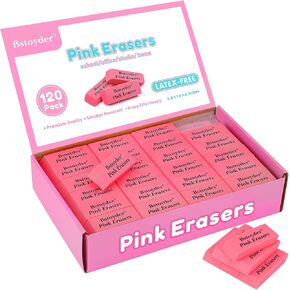 محايات وردية، 120 عبوة من محايات أقلام الرصاص المطاطية للأطفال/الطلاب/المدرسين/الفنانين، محايات مشطوفة ناعمة وردية اللون خالية من اللاتكس للفصول الدراسية والمكتب والمنزل ومستلزمات الاستوديو in Kuwait