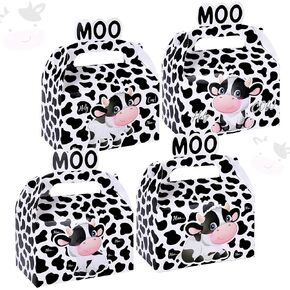 umoni 12pcs Cow Theme Party Treat Boxes Decorations Cow Party Favors Treat Boxes Farm Animal Cow Goodie Gift Boxes Cow Birthday Decorations for Farm Animal Theme Birthday Party Baby Shower Supplies