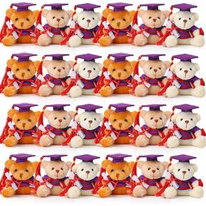 Zomiboo 24 Pcs Mini Graduation Bears Bulk 3.54 Inches Plush Bear for 2024 Graduation Stuffed Animals Tiny Bear Dolls for DIY Graduation Present Ceremony Party Decoration School Gifts(Blue Cap)