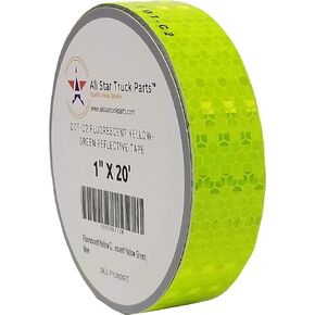 Fluorescent Yellow Green Reflective Tape DOT-C2 Conspiciuity Tape - COMMERCIAL ROLL - Automobile Car Truck Boat Trailer Semi Construction Equipment Safety (Fluorescent Yellow Green) (1 IN x 20 FT)