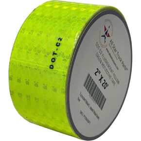 شريط عاكس أصفر أخضر فلوري DOT-C2 شريط واضح - لفة تجارية - سلامة معدات بناء شبه مقطورة للسيارات والشاحنات والمركبات (أصفر فلوري أخضر) (1 بوصة × 20 قدم) in Saudi Arabia
