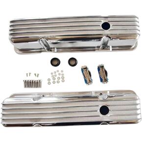 Finned Tall Polished Aluminum Valve Covers for SBC Small Block Chevy 283 327 350 400