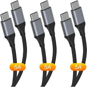 USB C to USB C Cable 60W 3-Pack 3ft/6ft/6ft, Type C Nylon Braided Charging Cord for 17 16 15 Plus, Pro Max,iPad, MacBook, Galaxy S25 S24 23, Switch, and More in Saudi Arabia