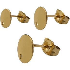 30 قطعة/15 زوجًا 8 مم/10 مم/12 مم ذهبي من الفولاذ المقاوم للصدأ أقراط دائرية فارغة مع حلقة لصنع أقراط المجوهرات بنفسك مع ظهور (M543) in Kuwait