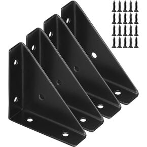2 Pcs Heavy Duty Gusset Joints, Trapezi Corner Code, Bracket Corner Brace Bracket Fasteners, Furniture Shelf Support Joint Fasteners for Table, Chair Cabinet Bed Stabilization (Black)