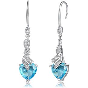 CiNily Mothers Day Gift Heart Earrings for Women Girls Hypoallergenic, 14K White Gold Plated Dainty Birthstone Drop Earrings Cubic Zircon Leverback Dangle Earrings Jewelry Birthday Party