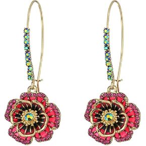 أقراط زهرة، أقراط الخشخاش، أقراط نباتية مصنوعة يدويًا، أقراط متدلية على شكل زهور ملونة، أقراط متدلية للربيع والصيف، لا تسبب الحساسية، مجوهرات Hoilday in Kuwait