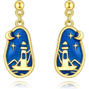 أقراط منارة مطلية بالمينا، أقراط متدلية على شكل منارة، هدايا مجوهرات منارة للنساء والفتيات in Kuwait