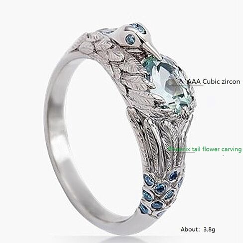 Vintage Phoenix Engagement Ring Square Cut Cubic Zircon Promise Ring for Women Sapphire CZ Eternity Wedding Band rings for Women Size 6-10 in Saudi Arabia