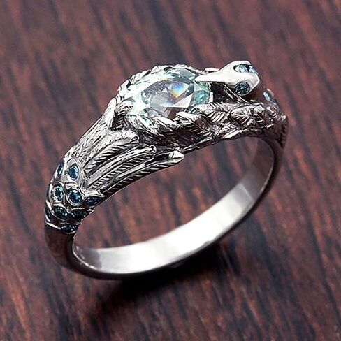 Vintage Phoenix Engagement Ring Square Cut Cubic Zircon Promise Ring for Women Sapphire CZ Eternity Wedding Band rings for Women Size 6-10 in Saudi Arabia