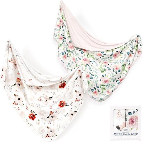 GRSSDER Reversible Baby Swaddle Blankets 2 Pack, Super Soft Jersey Knit Baby Quilt Blanket for Baby Boys, Stretchy Breathable Receiving Blankets 34 x 44 Extra Large for Swaddling, Sea Fish & Space in Saudi Arabia