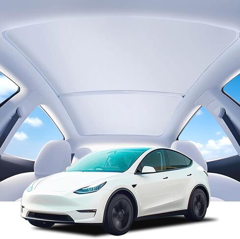 مظلة سقف Tesla Model Y مطورة لعام 2024، ملحقات بدون تبلد من طراز Tesla Y مظلة فتحة سقف قابلة للطي مع حقيبة تخزين، عازل للحماية من الأشعة فوق البنفسجية غطاء سقف يحجب الشمس 2021-2024 in Kuwait