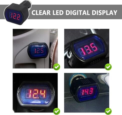 عداد جهد ولاعة السجائر LED للسيارة، شاشة رقمية لمراقبة بطارية السيارة 12 فولت، عداد جهد البطارية الكهربائية العالمي، ملحقات السيارة لمعظم السيارات والشاحنات وسيارات الدفع الرباعي والدراجات النارية (قطعة واحدة) in Kuwait