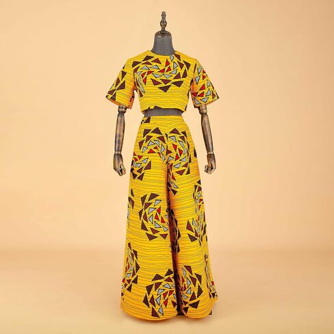 African Suits for Women Short Sleeve Crop Top and Pants 2 Piece Set Outfits Dashiki Plus Size Casual Tracksuit in Saudi Arabia