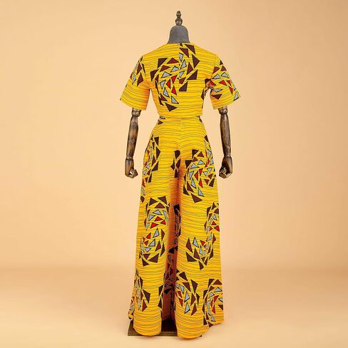 African Suits for Women Short Sleeve Crop Top and Pants 2 Piece Set Outfits Dashiki Plus Size Casual Tracksuit in Saudi Arabia