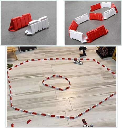Hobby Fans 120 Pieces RC Car Racing Track Drift Runway Drift Field Fence for 1/14 1/16 1/18 1/24 1/28 Mini RC Car (Red+White) in Saudi Arabia
