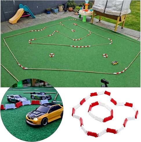 Hobby Fans 120 Pieces RC Car Racing Track Drift Runway Drift Field Fence for 1/14 1/16 1/18 1/24 1/28 Mini RC Car (Red+White) in Saudi Arabia