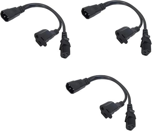 C14 to C13+NEMA 5-15R Y Splitter Power Plug Cord,Single IEC 320 C14 Male to C13+Nema 5-15R Female Splitter Adapter Cable Cord in Kuwait