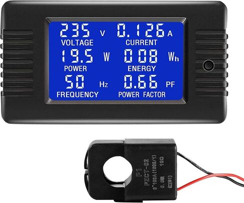 CrocSee AC 80-260V 100A CRS-022B شاشة LCD رقمية الجهد الكهربي الحالي تردد الطاقة عامل الطاقة مقياس التيار الكهربائي الفولتميتر مع محول تيار أساسي منفصل 100A in Saudi Arabia