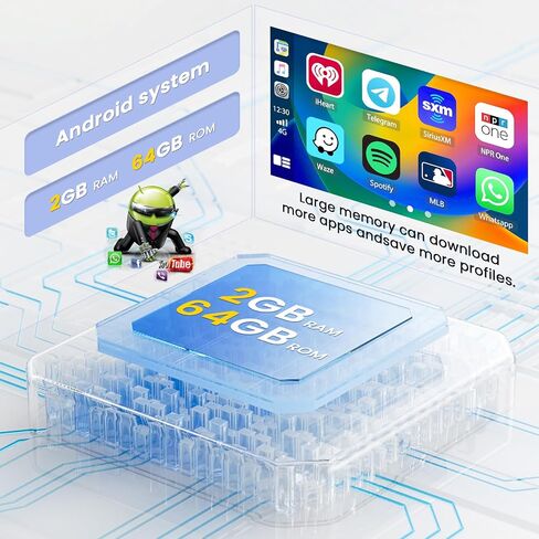 2+64GB Android 13 Car Stereo Double Din Wireless Apple Carplay, 9.7 Inch Vertical Touchscreen Car Radio witj Bluetooth, Android Auto, GPS Navigation, WiFi Connection, HiFi, FM/RDS, Siri, Backup Cam in Saudi Arabia