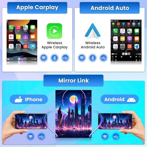 2+64GB Android 13 Car Stereo Double Din Wireless Apple Carplay, 9.7 Inch Vertical Touchscreen Car Radio witj Bluetooth, Android Auto, GPS Navigation, WiFi Connection, HiFi, FM/RDS, Siri, Backup Cam in Saudi Arabia