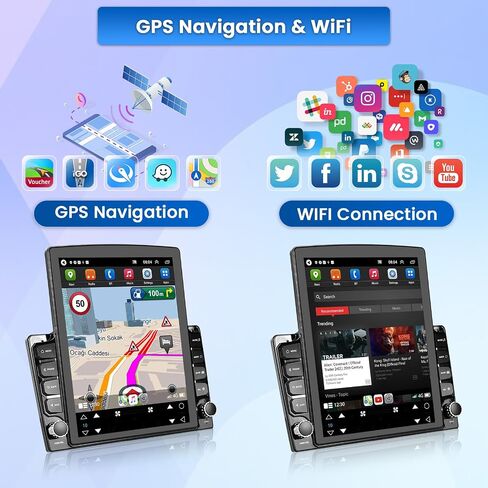 2+64GB Android 13 Car Stereo Double Din Wireless Apple Carplay, 9.7 Inch Vertical Touchscreen Car Radio witj Bluetooth, Android Auto, GPS Navigation, WiFi Connection, HiFi, FM/RDS, Siri, Backup Cam in Saudi Arabia