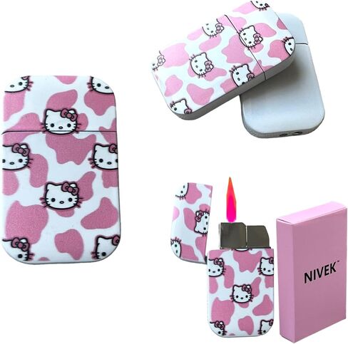 ولاعة NIVEK Kitty Lighter KT Cat Torch Lighter Pink Flame Pocket قابلة لإعادة الملء Kawaii لطيف مقاوم للرياح (قط، أرنب، ميلودي، ستيلا) (A2-Pink Kitty) in Kuwait