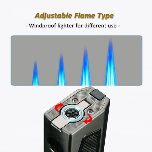 Torch Lighters Quadruple 4 Jet Flame Metal Refillable Butane Lighter Gadgets for Men Gift Ideas (Black) in Saudi Arabia