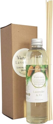 Fir & Lavender Essential Oil Reed Diffuser Refill — Natural Aromatherapy Essential Oil for Reed Diffusers — Essential Oils for Diffusers, Home & SPA by Victoria's Lavender — Up to 1 Year Supply, 8oz in Saudi Arabia
