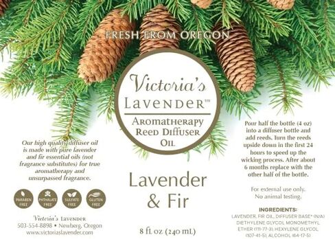 Fir & Lavender Essential Oil Reed Diffuser Refill — Natural Aromatherapy Essential Oil for Reed Diffusers — Essential Oils for Diffusers, Home & SPA by Victoria's Lavender — Up to 1 Year Supply, 8oz in Saudi Arabia