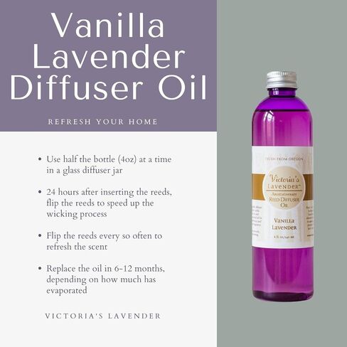 Fir & Lavender Essential Oil Reed Diffuser Refill — Natural Aromatherapy Essential Oil for Reed Diffusers — Essential Oils for Diffusers, Home & SPA by Victoria's Lavender — Up to 1 Year Supply, 8oz in Saudi Arabia