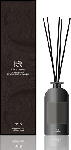 ESNA HOME Luxury Aromatherapy Diffuser Blue Agave & Wild Neroli | 3.5 Fl Oz 100ml Room Diffuser | Home Fragrance for Bedroom Bathroom Office | Scented Oil Reed Diffuser in Kuwait