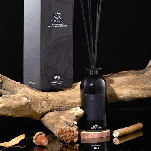 ESNA HOME Luxury Aromatherapy Diffuser Blue Agave & Wild Neroli | 3.5 Fl Oz 100ml Room Diffuser | Home Fragrance for Bedroom Bathroom Office | Scented Oil Reed Diffuser in Kuwait