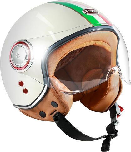 Open Face Motorcycle Helmet with Visor, Adults Retro Moped Helmets for Men Women, Vintage Half Face Motorcycle Helmet for Scooter Chopper Cruiser, DOT Approved in Saudi Arabia