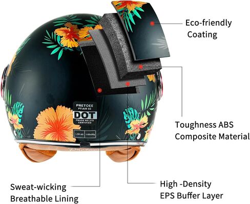 Open Face Motorcycle Helmet with Visor, Adults Retro Moped Helmets for Men Women, Vintage Half Face Motorcycle Helmet for Scooter Chopper Cruiser, DOT Approved in Saudi Arabia