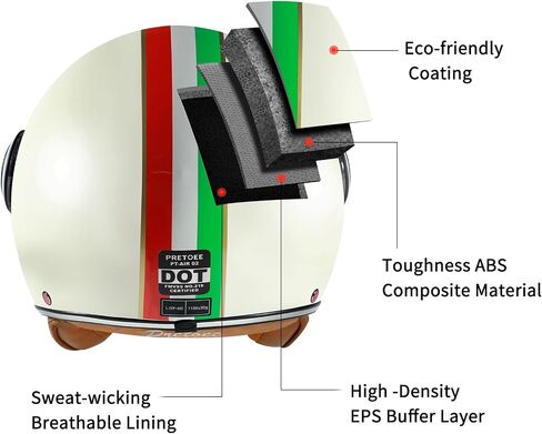 Open Face Motorcycle Helmet with Visor, Adults Retro Moped Helmets for Men Women, Vintage Half Face Motorcycle Helmet for Scooter Chopper Cruiser, DOT Approved in Saudi Arabia
