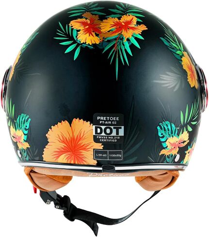Open Face Motorcycle Helmet with Visor, Adults Retro Moped Helmets for Men Women, Vintage Half Face Motorcycle Helmet for Scooter Chopper Cruiser, DOT Approved in Saudi Arabia