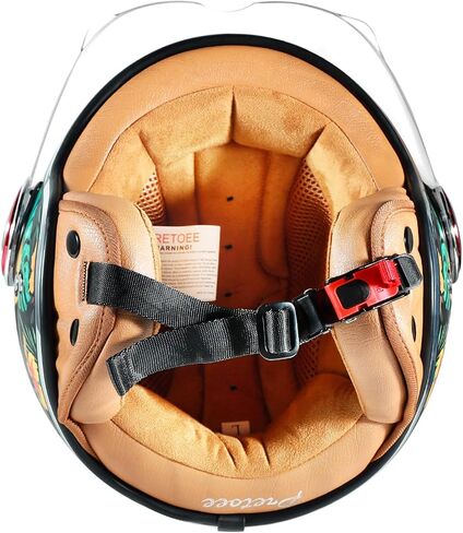 Open Face Motorcycle Helmet with Visor, Adults Retro Moped Helmets for Men Women, Vintage Half Face Motorcycle Helmet for Scooter Chopper Cruiser, DOT Approved in Saudi Arabia