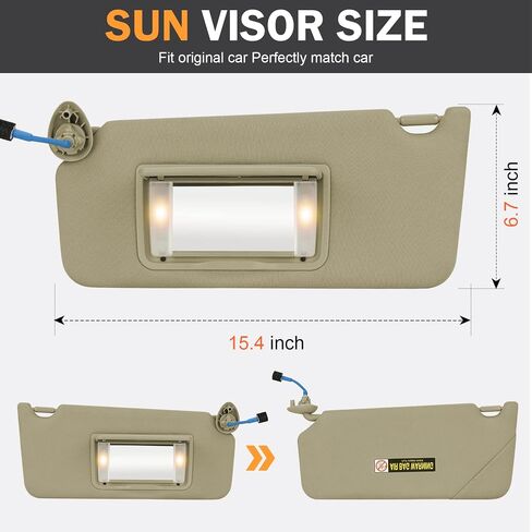 Left Driver Side Sun Visor Fit for Honda Accord 2008 2009 2010 2011 2012 Beige with Light Replace # 83280-TA0-A91ZB in Saudi Arabia