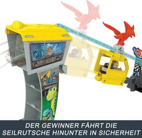 مجموعة مسارات Hot Wheels & Toy Cars، RacerVerse Jurassic World Blue’s Raptor Rush Track Set مع 2 متسابقين مصبوبين: Blue & Owen in Saudi Arabia